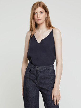 Top en crêpe envers satin - Marine