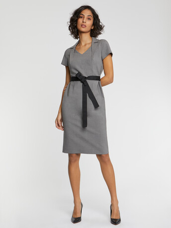Robe droite à col tailleur - Gris