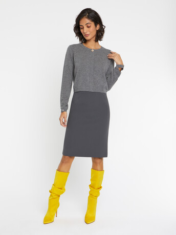 Cardigan à bouton bijou en cachemire - Gris