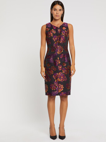 Robe droite en jacquard floral - multicolore
