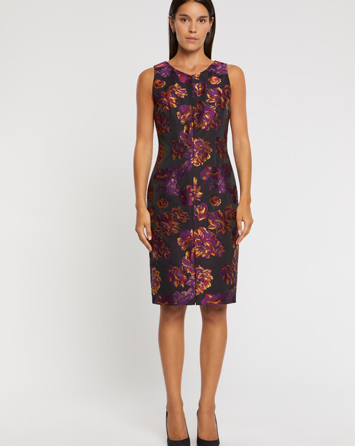 Robe droite en jacquard floral