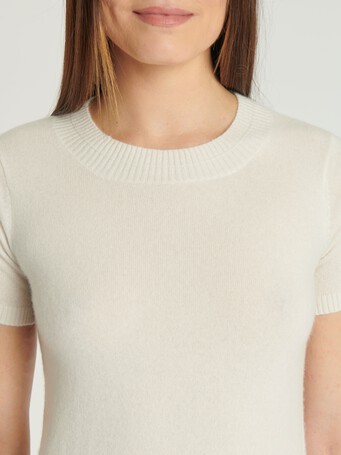Pull manches courtes en cachemire - Blanc casse