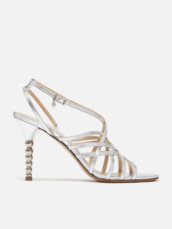 Metallic leather sandals - Silver