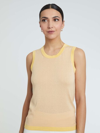KNITTED TANK TOP - Nougat/paille