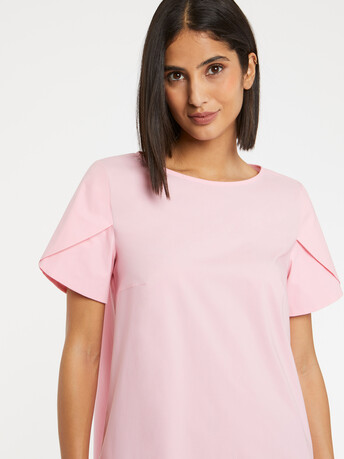 Short cotton poplin A-line dress - Candy pink