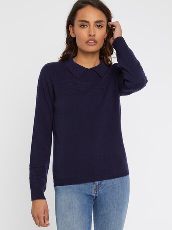 Cashmere polo sweater - Navy blue