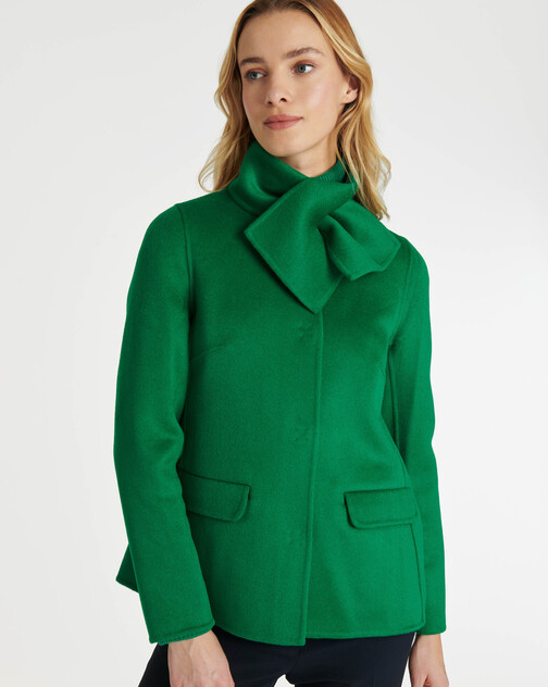 Manteau court double face en laine et cachemire