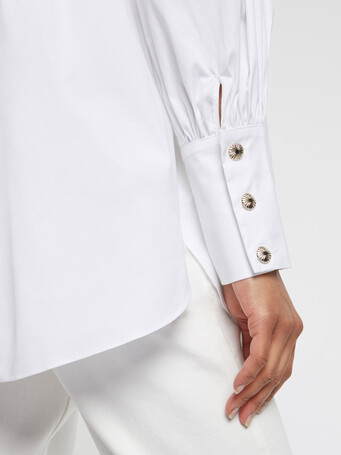 Pleated cotton-poplin blouse - White