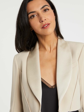 Satin-crepe cropped jacket - Sand