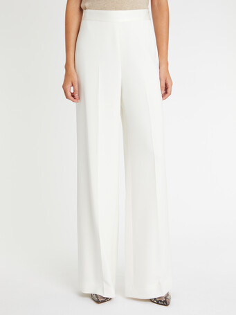 Pantalon ample en crêpe envers satin - Blanc casse