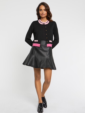 Pull sans manche en soie - Noir/ candy pink