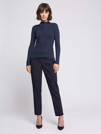 Pull col montant en cotes fantaisie - Encre