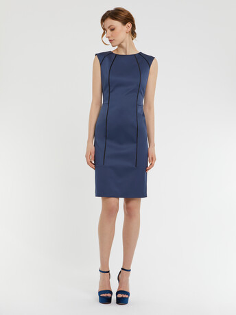 Robe droite en satin - Orage / noir
