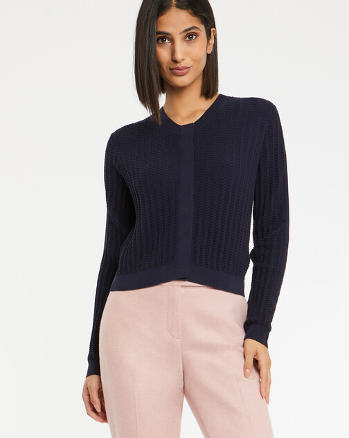 Cardigan en soie à points fantaisie