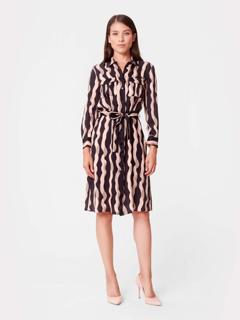 Robe en satin imprimé - Poudre / noir
