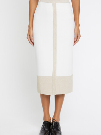Lurex- and Milan-knit pencil skirt - Off white