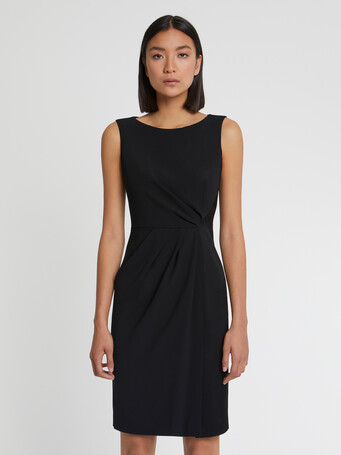 Robe courte drapée en crêpe envers satin - Noir