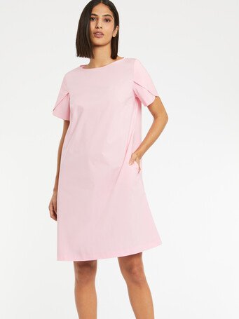 Robe courte trapèze en popeline de coton - Candy pink