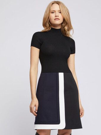 Mini robe trompe l'œil - Marine / noir