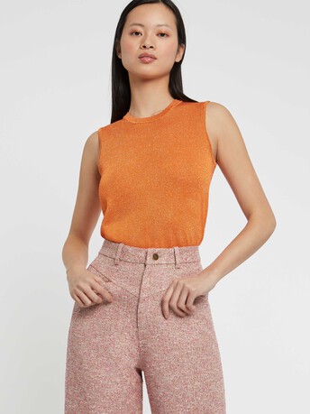 Lurex-knit tank top - Tangerine