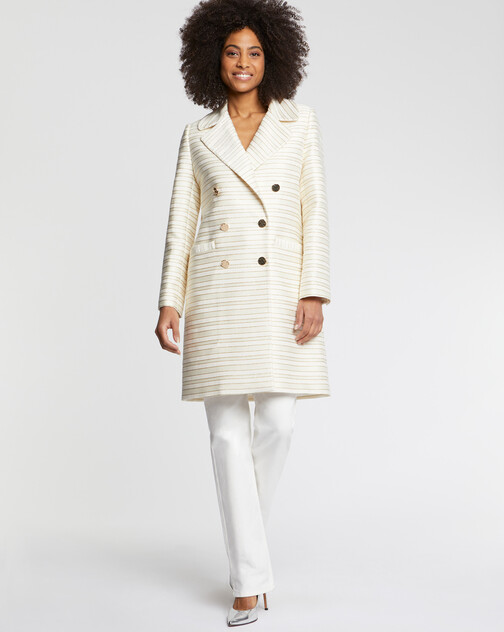 Pinstripe and lurex mid-length coat