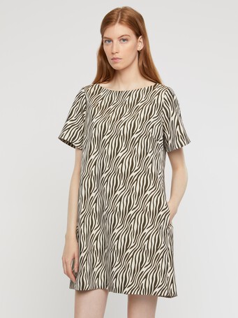 Zebra-print jacquard mini dress - Havane/ ivoire