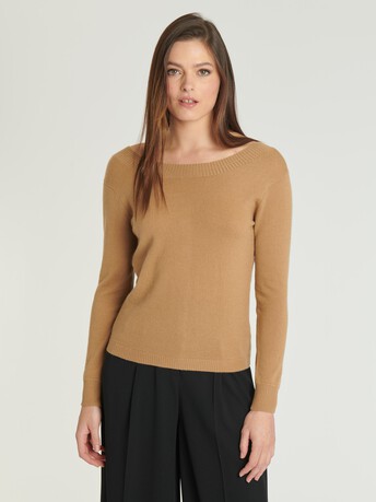 Cardigan décoletté dos en cachemire - Caramel