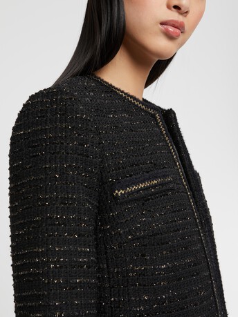 Lurex-tweed cropped jacket - Noir