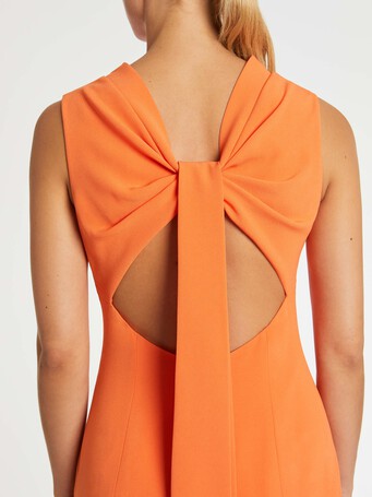 Satin-back crepe open-back evening gown - Tangerine