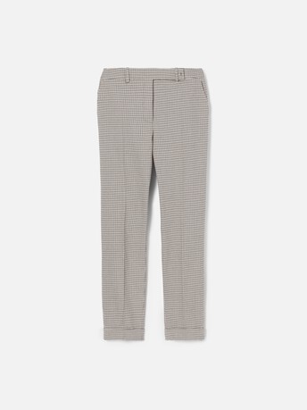 Pantalon en coton pied de poussin - Noir / camel