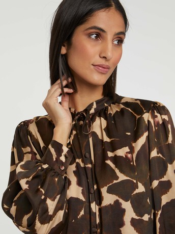 Chemisier à fleurs en viscose - Ecorce/ sable