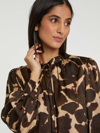 Floral viscose blouse - Ecorce/ sable