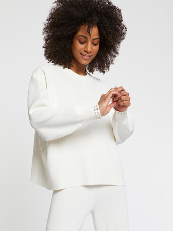 Pull bijoux en maille Milano - Blanc casse