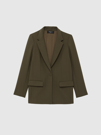 Boxy crepe jacket - Khaki