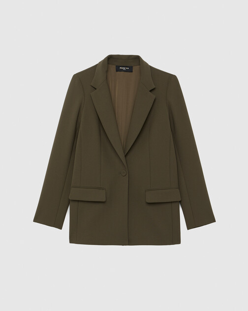 Veste de costume droite en tissu crêpe