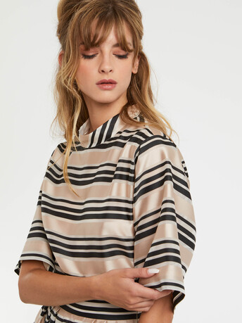 Blouse à rayures bayadères - Nougat/noir