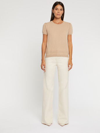 Pull manches courtes en cachemire - Camel