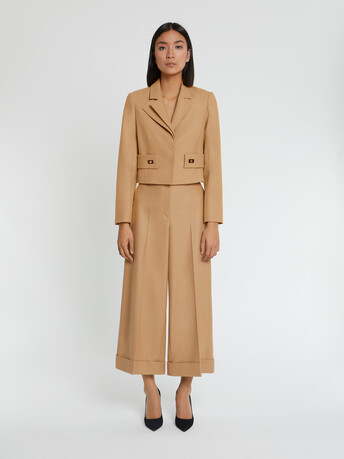 Veste courte boite à double col - Camel