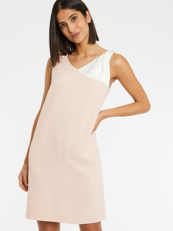 Robe en crêpe envers satin - Dragee/blanc casse