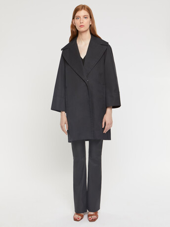 Manteau coupe imperméable à grand col - Noir