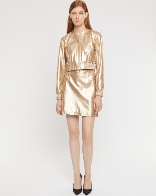 Metallic-leather mini skirt