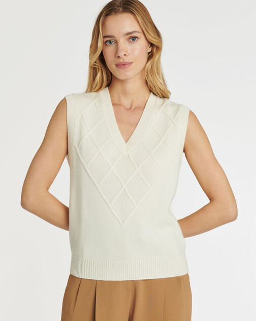 Pull sans manches en laine et cachemire
