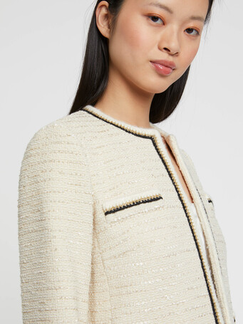 Veste courte en tweed lurex - Ecru