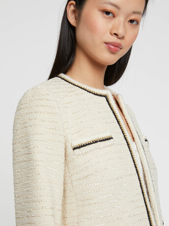 Lurex-tweed cropped jacket - Off white