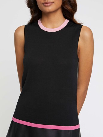 Pull sans manche en soie - Noir/ candy pink