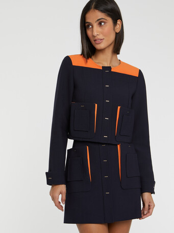 Veste courte à poches - Marine /mandarine