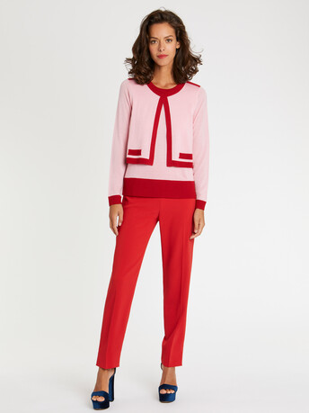 Pull trompe l'œil en laine - Candy pink/ hibiscus