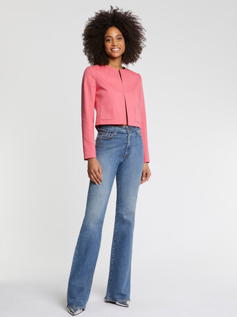 Veste courte en jacquard plumetis - Pink