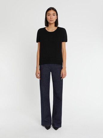 Pull manches courtes en cachemire - Noir