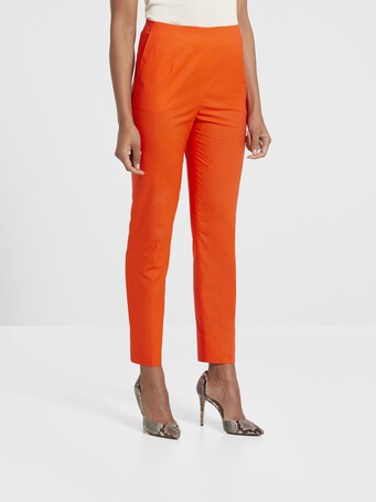 Pantalon en popeline de coton stretch - Orange